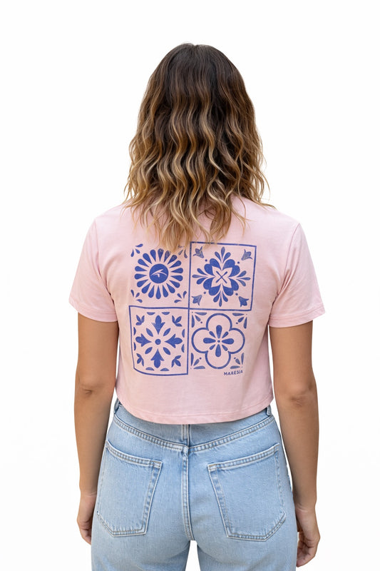 Pink Maresia Tiles Women’s Cropped Top