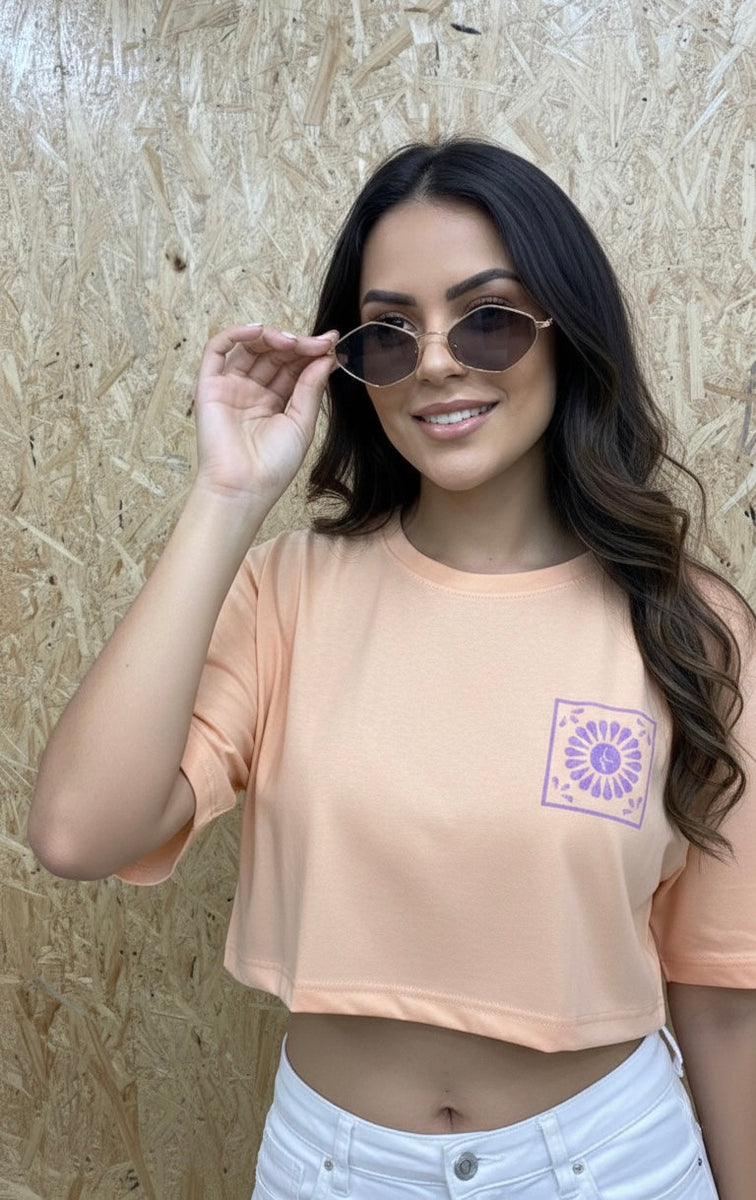 Women's Retro Floral Cropped T-Shirt